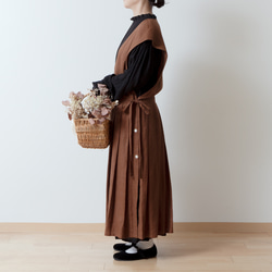 ヘブンリー／秋のリネンワンピース 上質フレンチリネン ブラウン 長袖 ノーカラー 楽天市場】ヘブンリー リネン ワンピースの通販