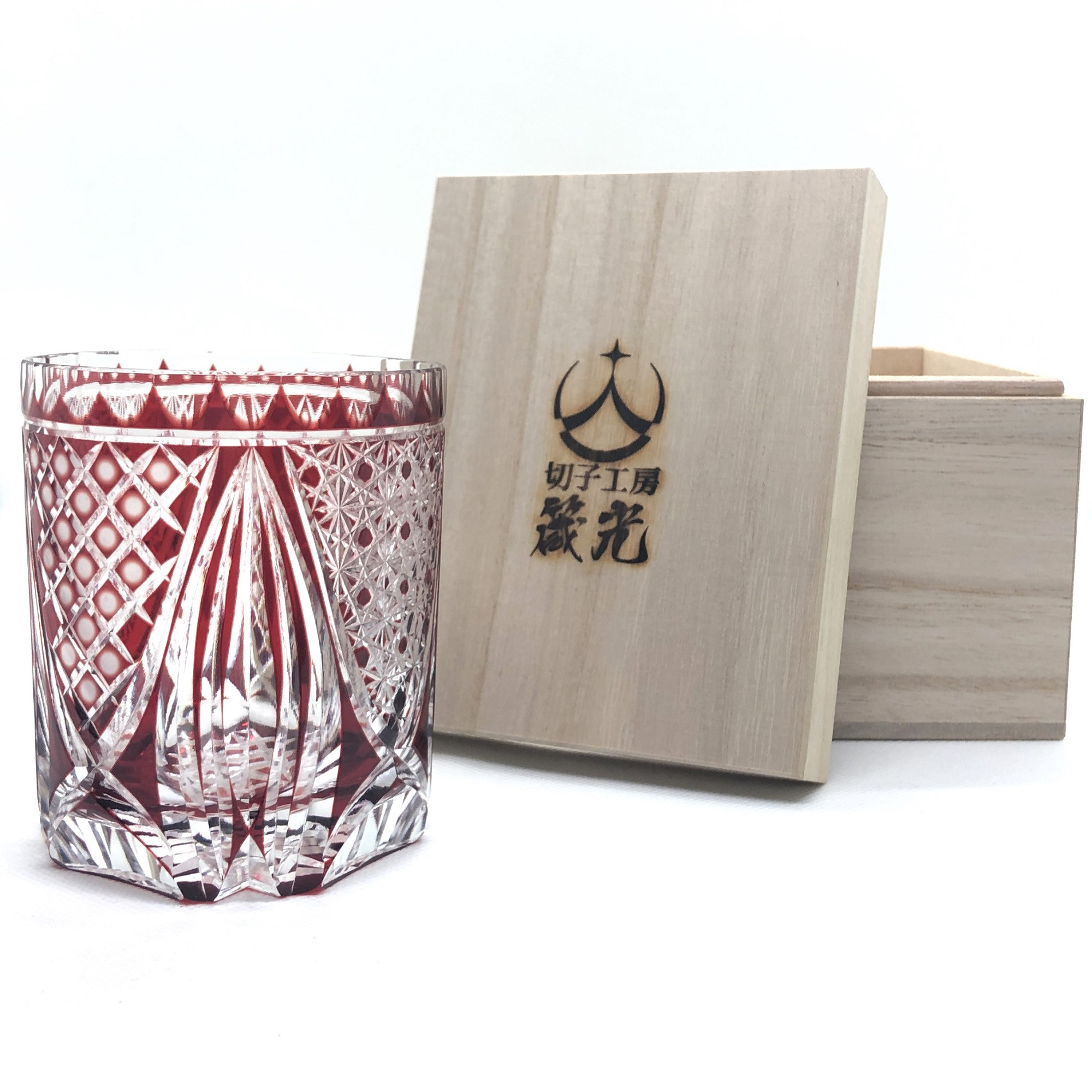 玉矢来と菊籠目ロックグラス　日本工芸会所属斉藤光作　　切子グラス/コップ/食器/切子作家/デザイン性/プレゼント