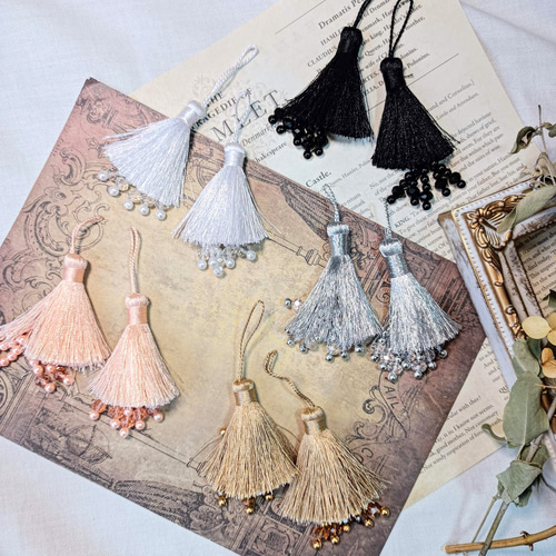 2pcs】ビーズインタッセル デザインタッセル レーヨン 大ぶり