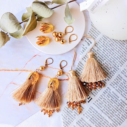 2pcs】ビーズインタッセル デザインタッセル レーヨン 大ぶり