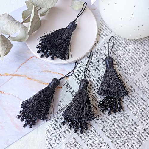 2pcs】ビーズインタッセル デザインタッセル レーヨン 大ぶり