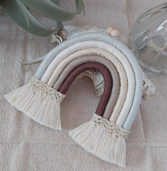 マクラメレインボー サイズL BR タペストリー・壁掛け Sae.macrame  