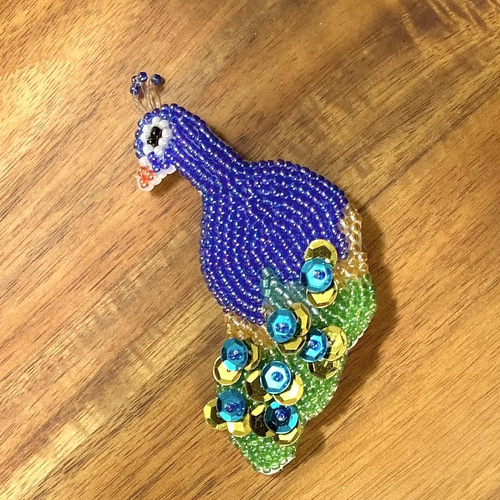 孔雀デザイン ブローチ FRANZ ブローチ フランツ ヴィンテージ 磁器