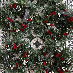 christmas wreath " rose round " フレッシュリース クリスマスリース コニファー グリーン 5枚目の画像