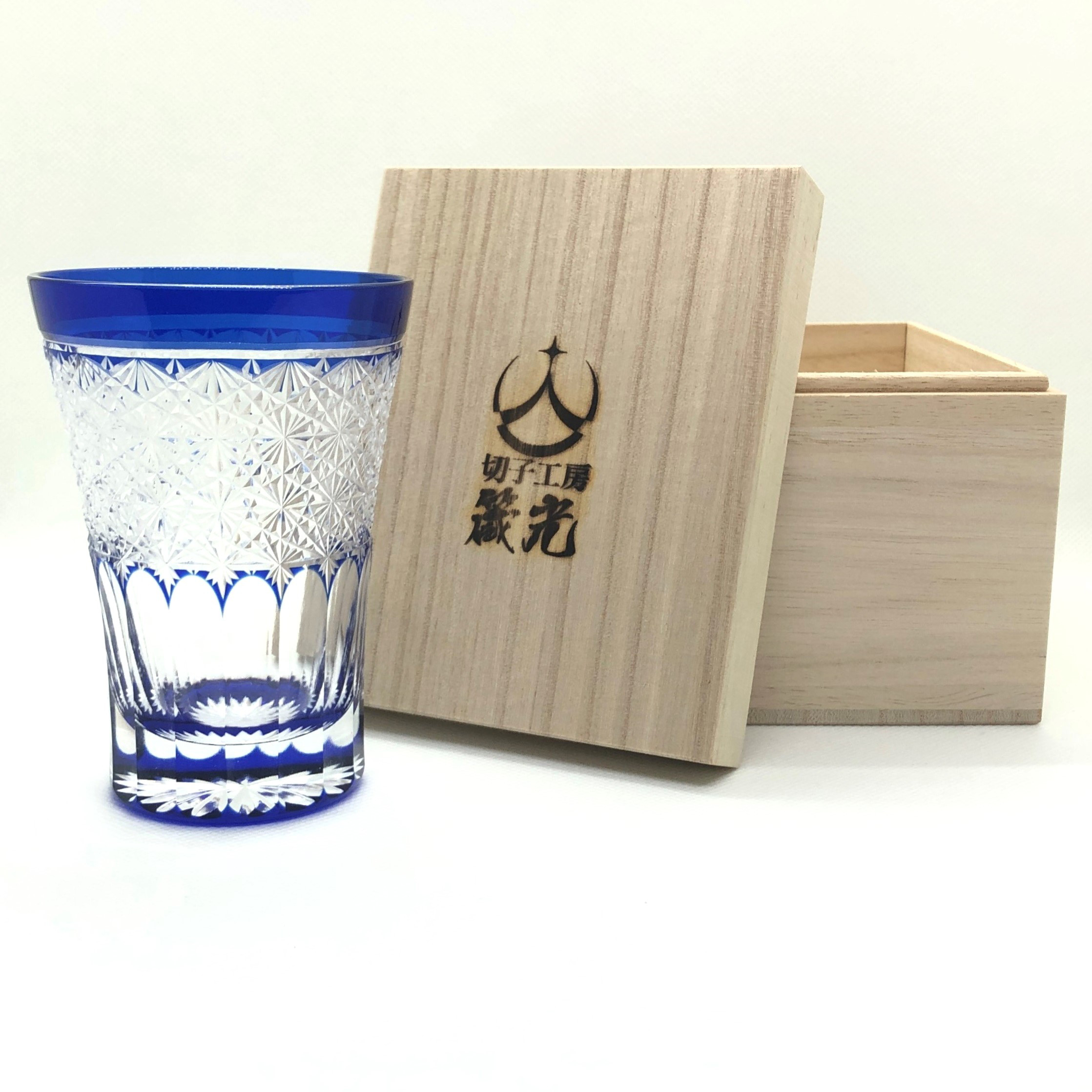 日本工芸会所属斉藤光作　平透かし菊繋ぎタンブラー　切子グラス/コップ/食器/切子作家/切子職人/デザイン性/プレゼント