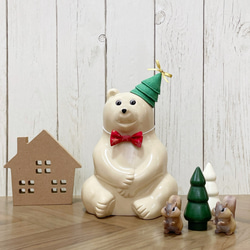 送料込み》しろくま貯金箱 クリスマス サンタ帽子 & ボーダー小人帽子