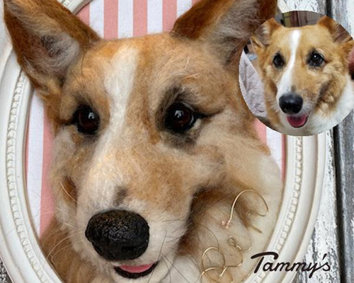 みーりん 羊毛フェルト 犬 愛犬さんのオーダーメイド 羊毛フェルト お座り高さ約20センチ