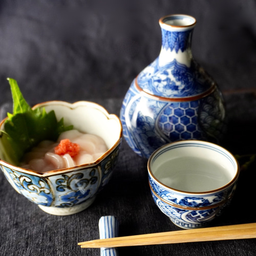 染付け酒杯 染付祥瑞紋盃 口径 約5.4cm おちょこ・ぐい呑み・徳利 ittou