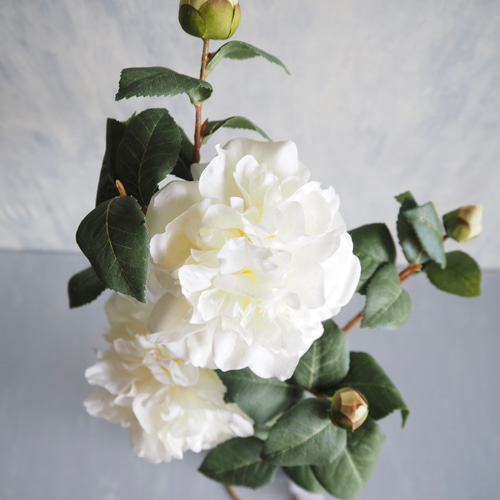 2輪咲き白椿】｜アーティフィシャルフラワー 花瓶アレンジ| 冬｜ギフト