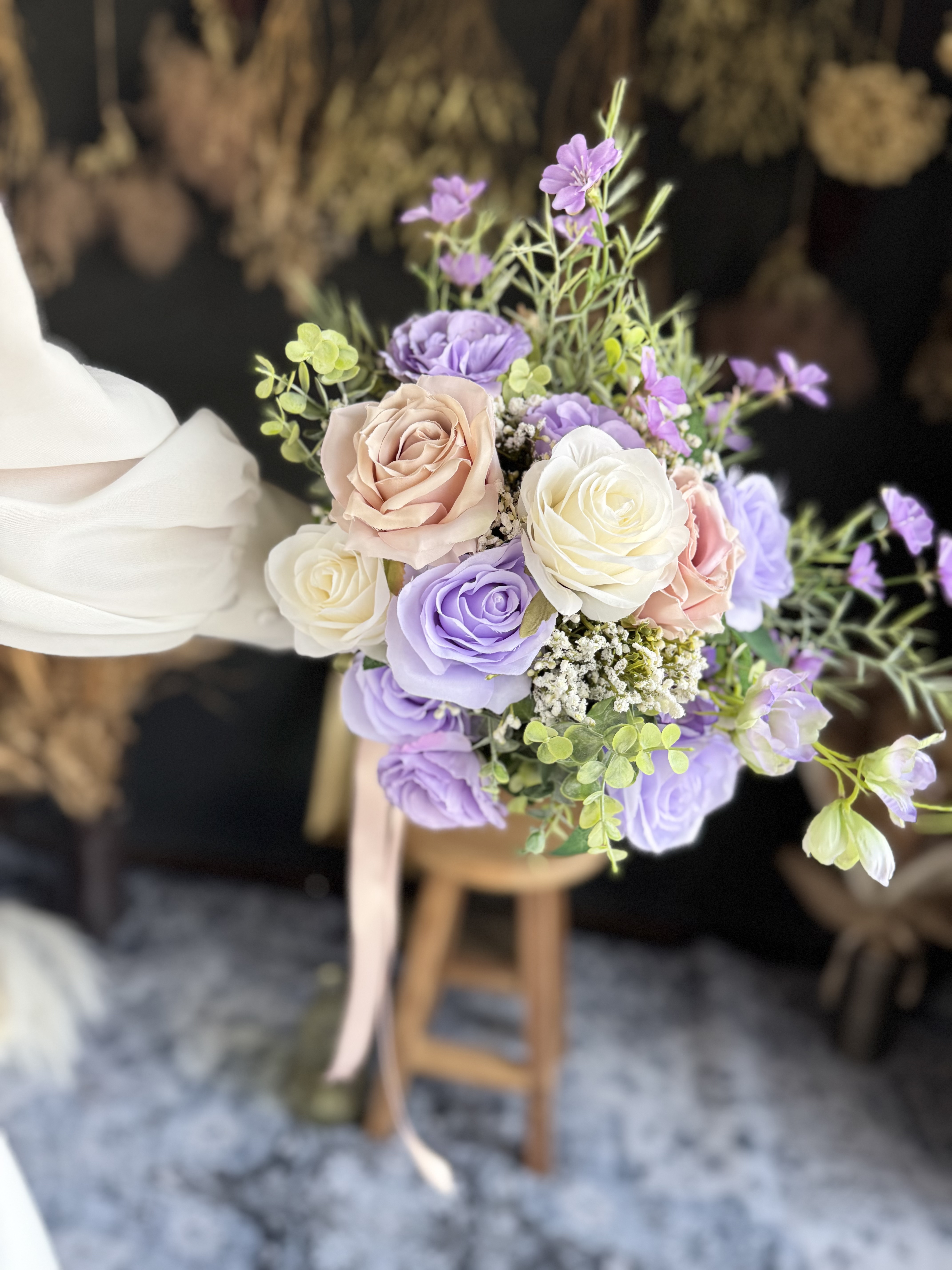 【送料無料】ラベンダー×アイボリーナチュラルクラッチブーケ☆