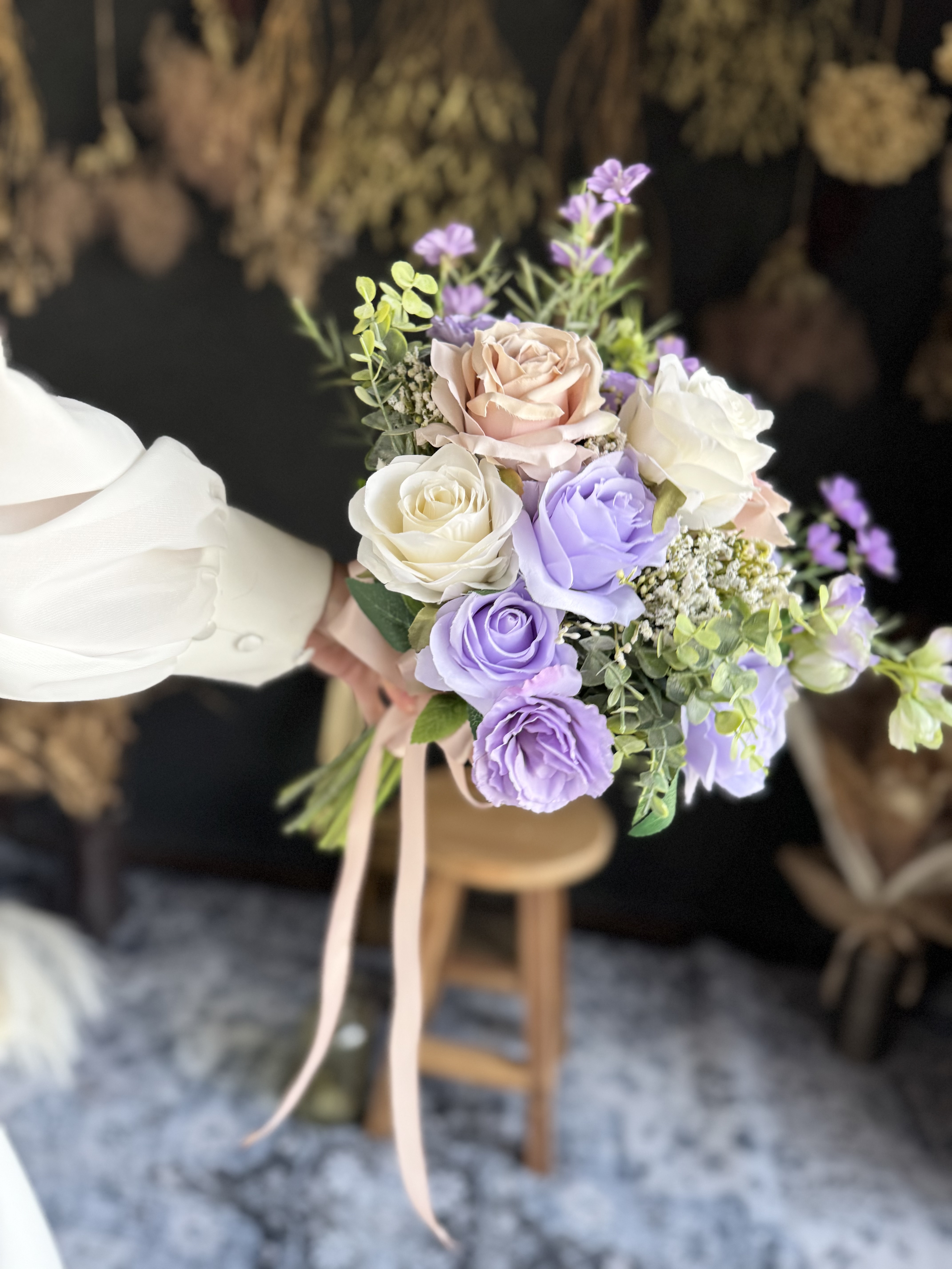 【送料無料】ラベンダー×アイボリーナチュラルクラッチブーケ☆