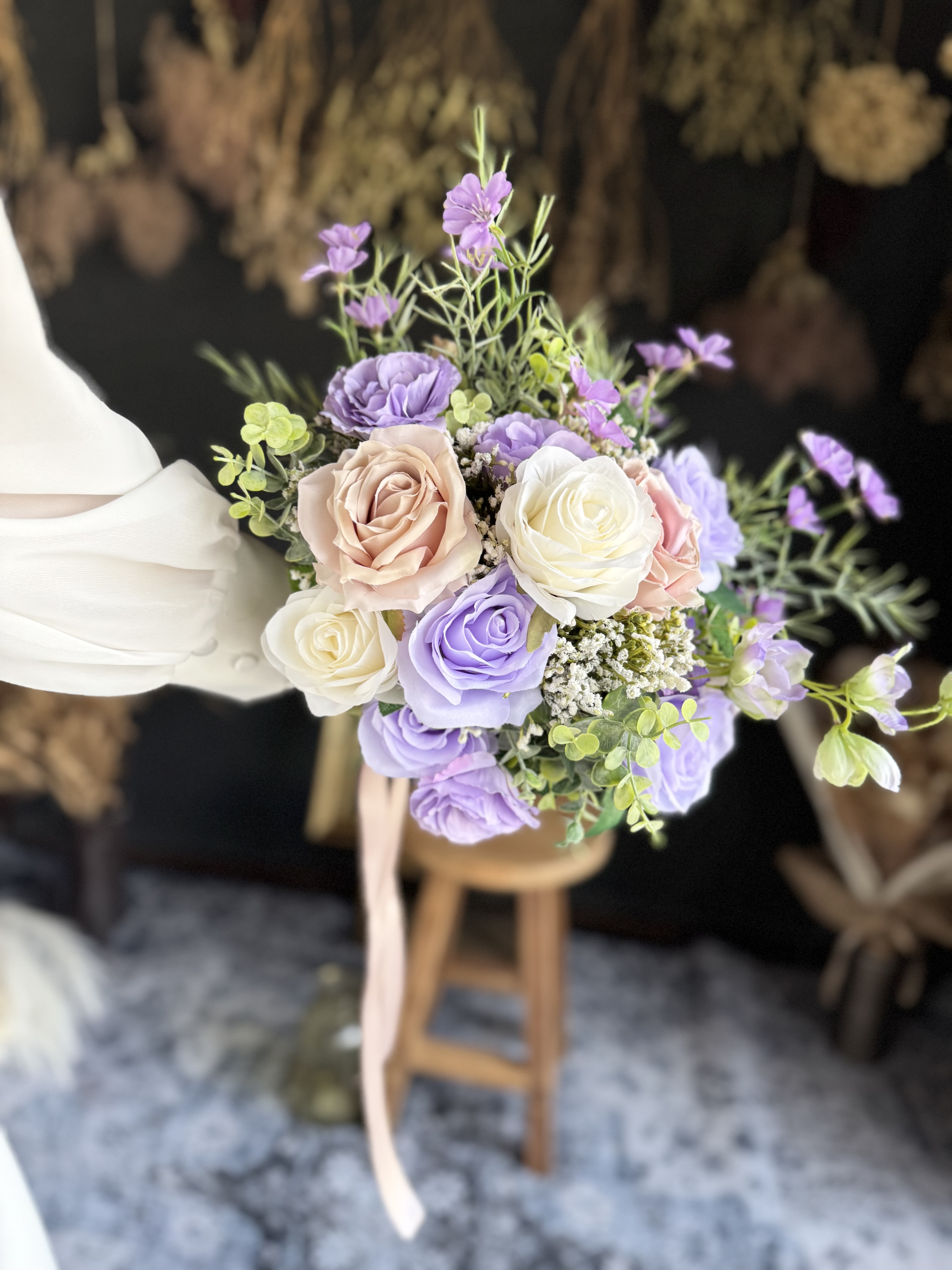 【送料無料】ラベンダー×アイボリーナチュラルクラッチブーケ☆