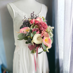 サーモンピンク×オレンジクラッチブーケ☆ブートニア その他オーダー