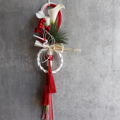 一番人気】しめ飾り2026『華』紅白水引き〆縄 中 和紙 カラー