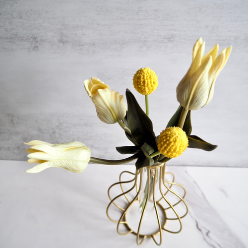 アンティークチューリップとクラスペディア造花付き】コロンと丸い