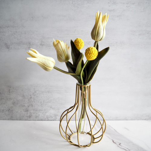 アンティークチューリップとクラスペディア造花付き】コロンと丸い