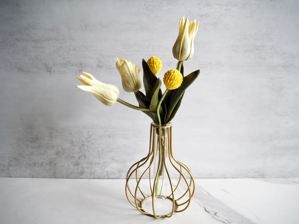 アンティークチューリップとクラスペディア造花付き】コロンと丸い