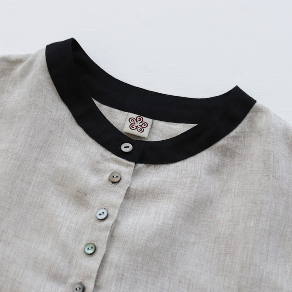 亞麻牧師風格套頭衫（自然米色）TP12。 第13張的照片