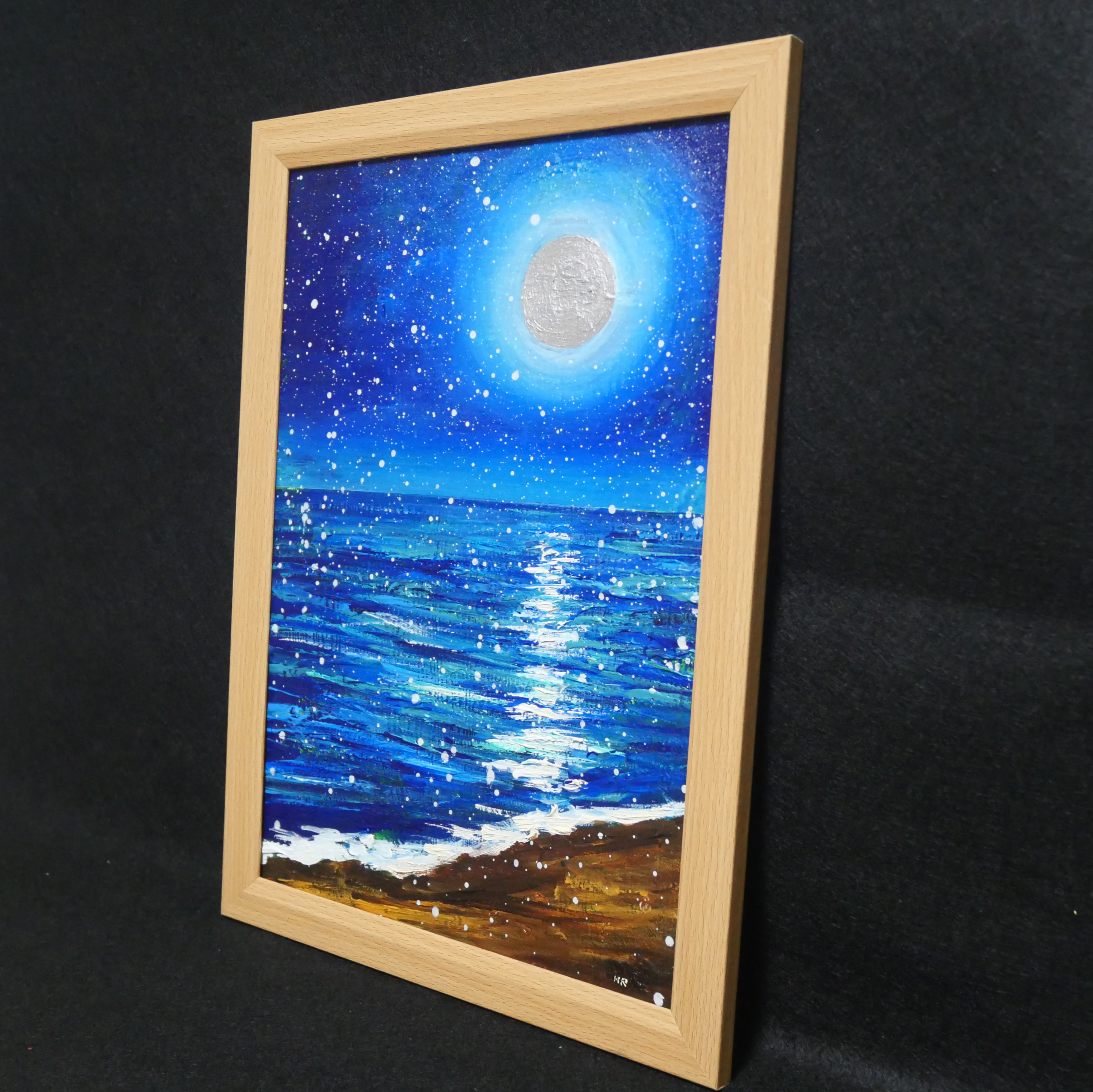 油絵 油彩 油彩画 絵 絵画【海雪の月の解けないアイス