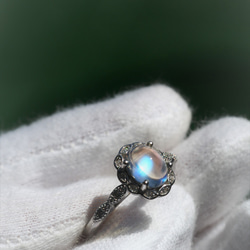 High grade　Rainbow moonstone８　S925WGZC　13号リング❀ 6枚目の画像