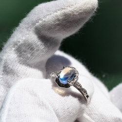High grade　Rainbow moonstone８　S925WGZC　13号リング❀ 3枚目の画像