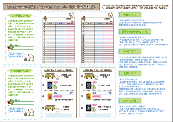 ◆ねこのノート（手帳）手作りキット D02◆「ヘルプノート」シールタイプ　発達 障がい SOS 自立支援 サポート 12枚目の画像