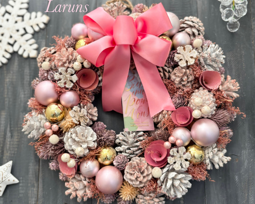 NO．433『マクラメ・クリスマスリース・ピンク』 NO．433『マクラメ