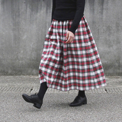 上品で大人な色合い タータンチェック ギャザースカート（ドレス