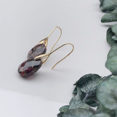 14kgf】ガーネットコッパー バチカンフックピアス ピアス