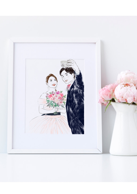 【水彩画】デジタル似顔絵イラスト  結婚式 ウェルカムボード 似顔絵 wedding イラスト 結婚祝 7枚目の画像