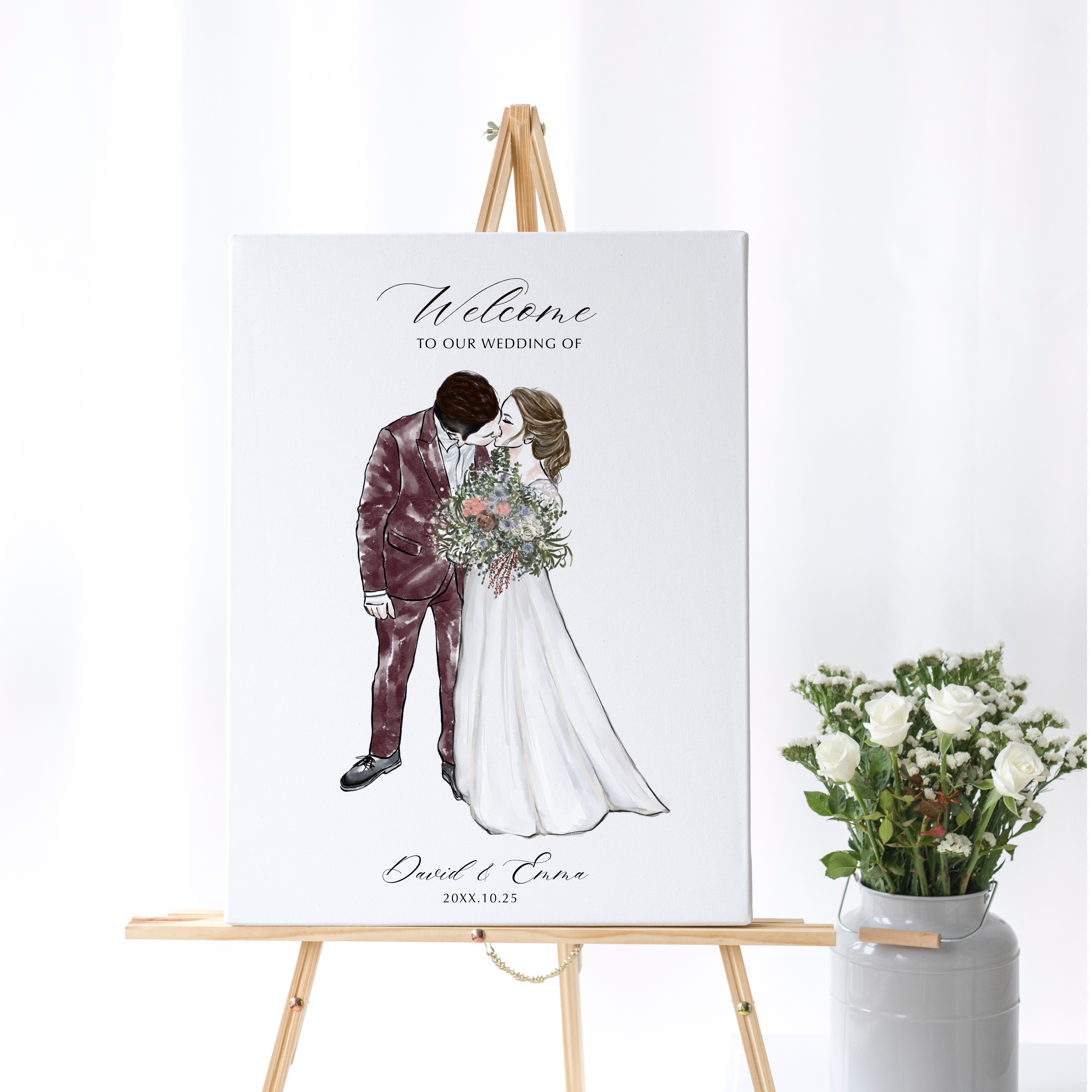 【水彩画】デジタル似顔絵イラスト  結婚式 ウェルカムボード 似顔絵 wedding イラスト 結婚祝