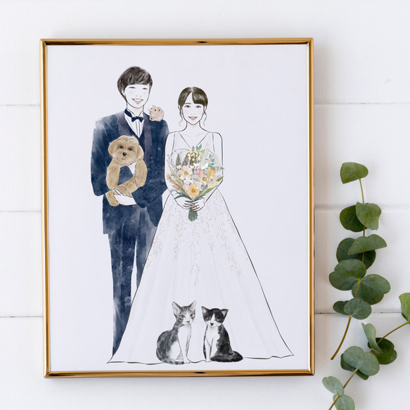 【水彩画】デジタル似顔絵イラスト  結婚式 ウェルカムボード 似顔絵 wedding イラスト 結婚祝 8枚目の画像