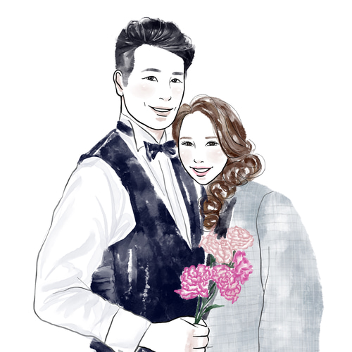 水彩画】デジタル似顔絵イラスト 結婚式 ウェルカムボード 似顔絵