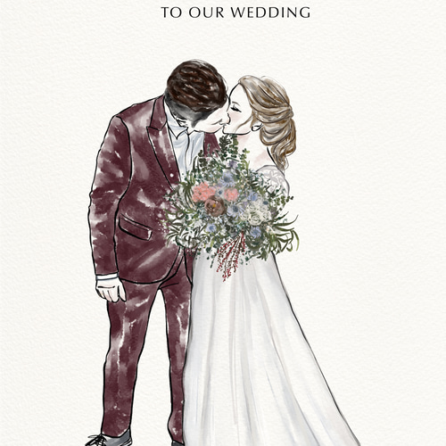 水彩画】デジタル似顔絵イラスト 結婚式 ウェルカムボード 似顔絵