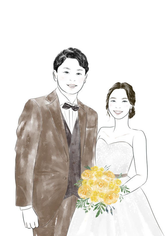 【水彩画】デジタル似顔絵イラスト  結婚式 ウェルカムボード 似顔絵 wedding イラスト 結婚祝 14枚目の画像