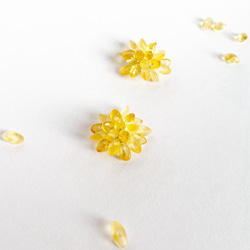 flower手編みpierce/earring yellow mix *about medium ミモザ  黄 5枚目の画像