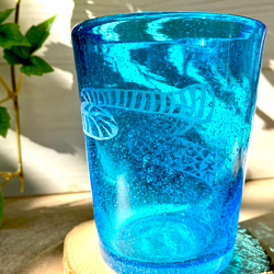 ソーダグラス　　グラス　コップ　アオマダラウミヘビ　晴れやかブルー 3枚目の画像
