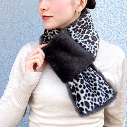 ヒョウ柄ファーショートマフラー　ドルガバ 楽天市場】フェイクファー マフラー（柄ヒョウ・レオパード）の通販