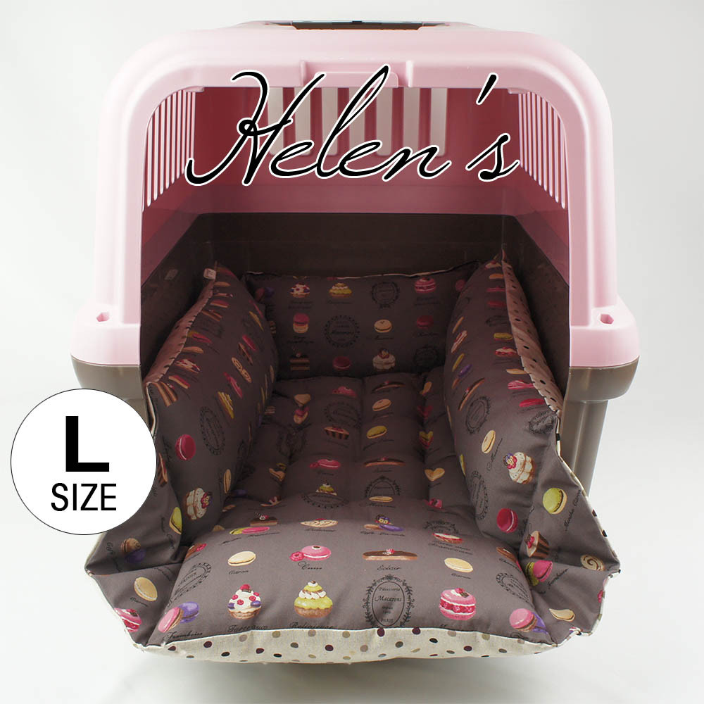 【送料*無料】キャリークッションベッド/クレートクッション マカロンチョコドット　Ｌサイズ