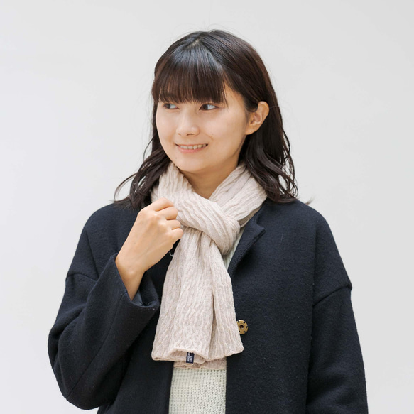 ﾉｸﾞﾁﾆｯﾄ【4色 】ちぢれ織りみたいなカシミアブレンドのマフラー