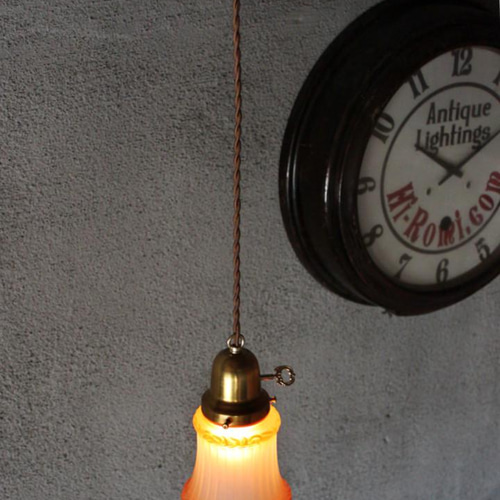 ヴィンテージペンダントライト｜アンティークランプ吊下照明アンバー