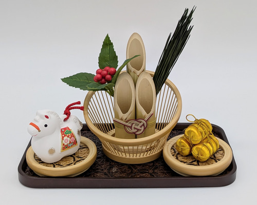 駿河竹細工 竹製品 お正月飾り 門松飾り台5点セット お正月飾りベース