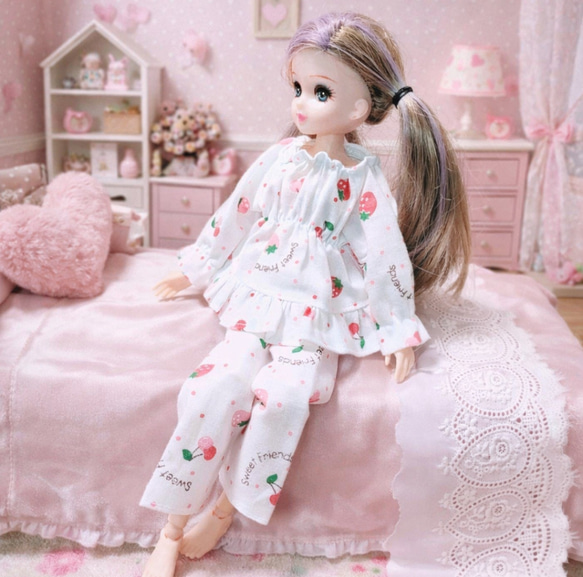 パジャマ上下セット さくらんぼ柄 チェリー リカちゃん 服 その他人形
