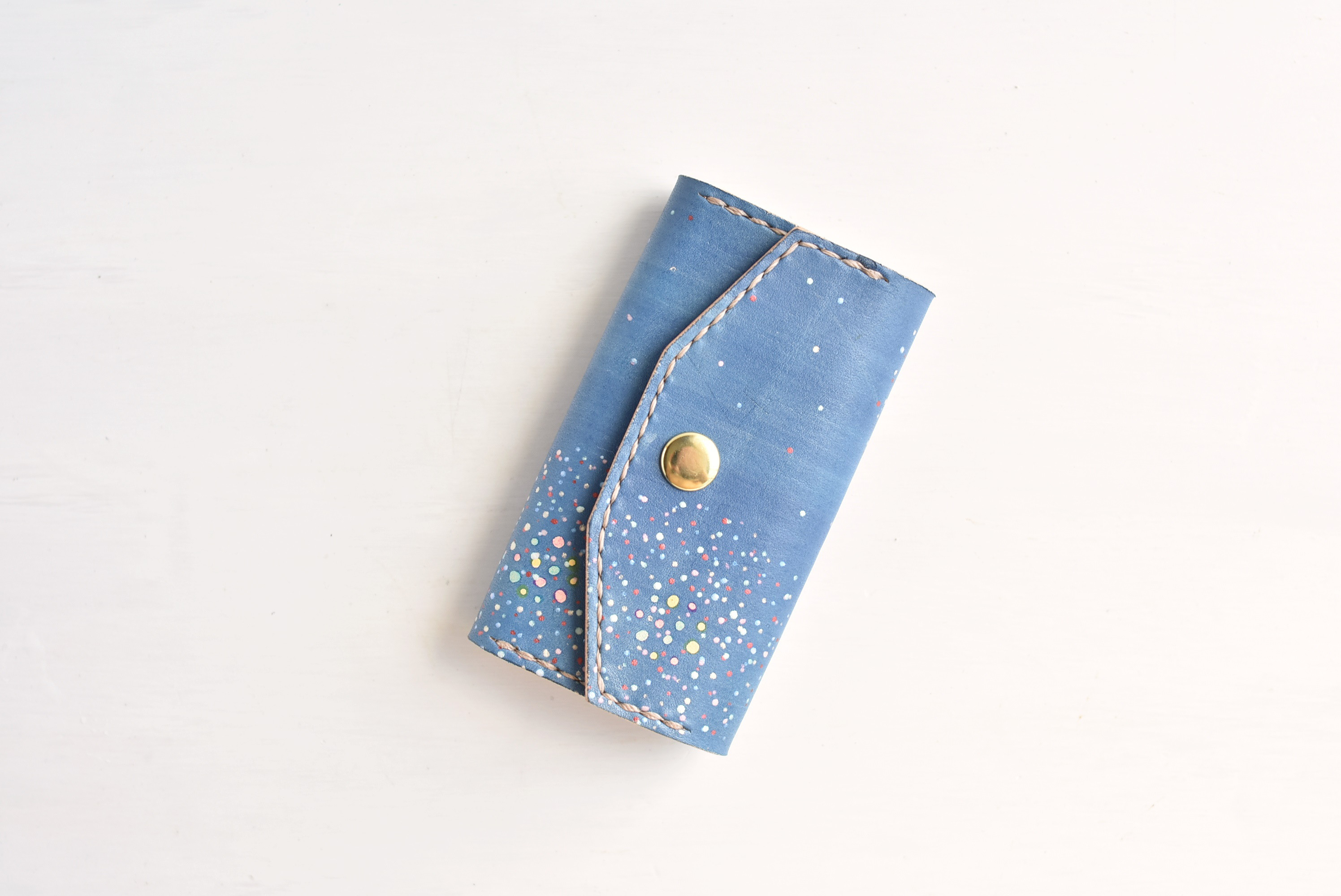 革の手染めケース 「花火（キーケース）」