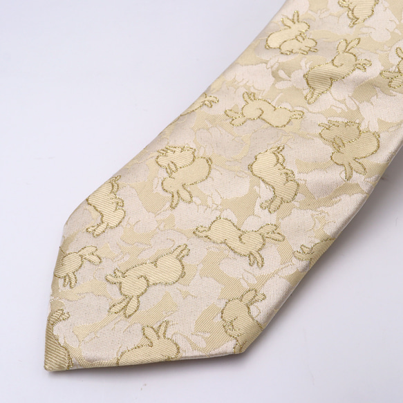 京の錦織　光峯錦織工房　干支の柄を楽しむ　うさぎの柄　卯年　白黒　ネクタイ　 8枚目の画像