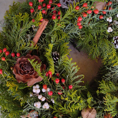 大人気たっぷりノイバラの実X'masリース2025 size20㎝ ドライフラワー