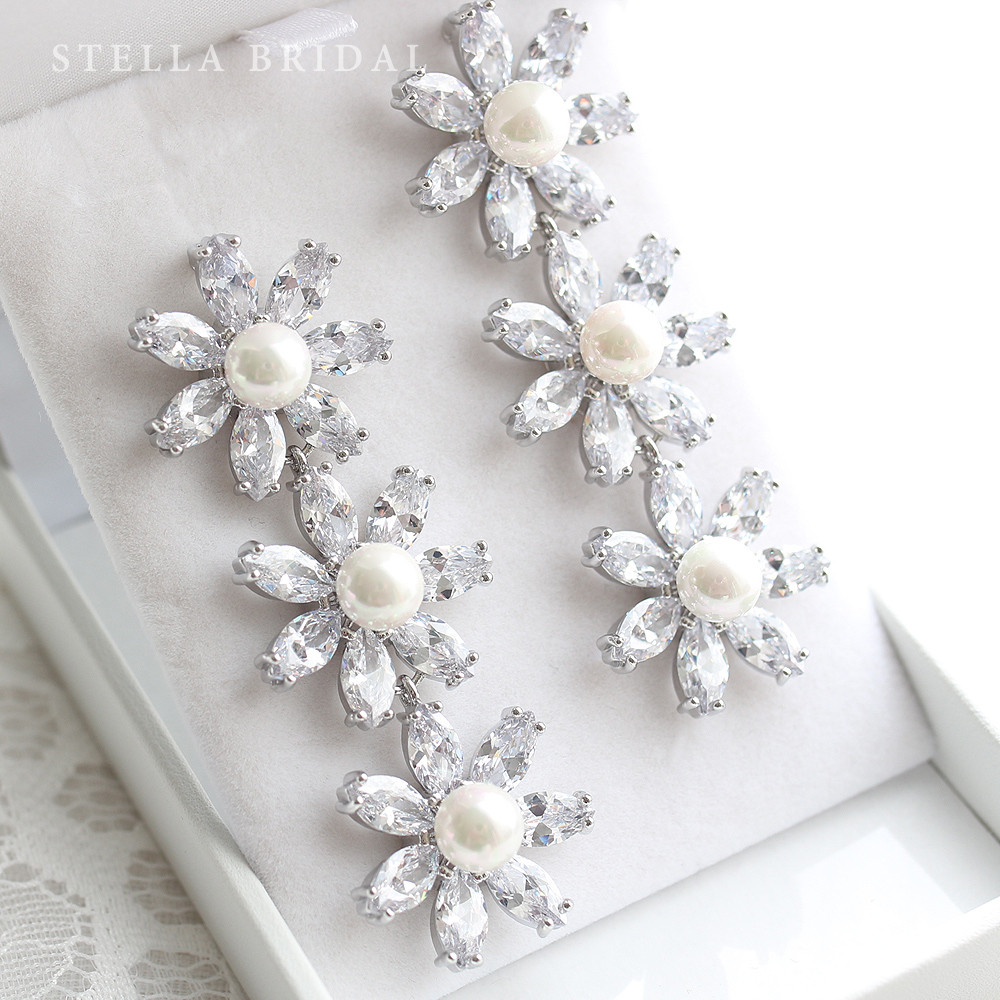 キュービックジルコニア ブライダルイヤリング Marguerite - マルグリート II