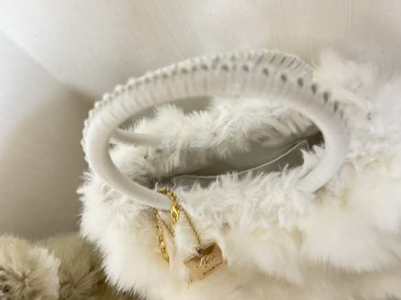 オーダーメイド　ファーバッグ　『MOCO』ポンポン　国産高級木馬ファー使用　ジュエリーバッグ　大人のバッグ  T1561647866(12000円)