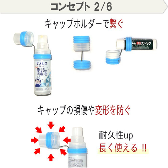 キャップ ホルダー スプレーボトル スプレー ハンドジェル リップクリーム 印鑑 シャチハタ ケース シリコン ゴム 3枚目の画像