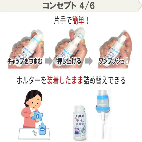 キャップ ホルダー スプレーボトル スプレー ハンドジェル リップクリーム 印鑑 シャチハタ ケース シリコン ゴム 5枚目の画像